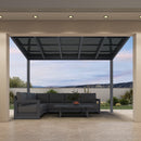 PURPLE LEAF Wall Mounted Gazebo with Gray Polycarbonate Roof Aluminum Frame Patio Cover for Porch