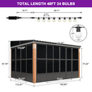 PURPLE LEAF Wall Mounted Sunroom Galvanized Steel Sloped Roof Lean-to Gazebo Aluminum Grey Frame Wood Grain Columns for Outdoor Home Extension with String Lights