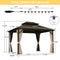 PURPLE LEAF Outdoor Hardtop Gazebo Bronze Metal Frame Galvanized Steel Double Roof with Lights-milky