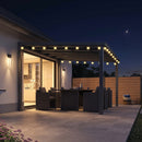 PURPLE LEAF Premium Wall-Mounted Lean-to Gazebo with Galvanized Steel Roof and Lighting for Outdoor Living