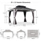 PURPLE LEAF Patio Hardtop Gazebo for Outdoor Grey Galvanized Steel Double Roof White Aluminum Poles with Curtains and Netting