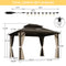 PURPLE LEAF  Outdoor Hardtop Gazebo Bronze Metal Frame Galvanized Steel Double Roof with Lights-clear