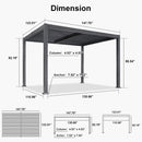 PURPLE LEAF Outdoor Louvered Pergola Patio Sun Shade Shelter with Adjustable Hardtop Patio Pergola Grey