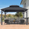 PURPLE LEAF Patio Gazebo for Backyard Grey Hardtop Galvanized Steel Roof Awning（not include curtains）