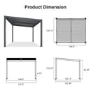 PURPLE LEAF Caesar Hardtop Louvered Pergola, Slanted Roof Outdoor Aluminum Patio Pergola with Adjustable Rainproof Roof, Heavy-Duty Lean to Gazebo for Patios Backyard Deck, Gray