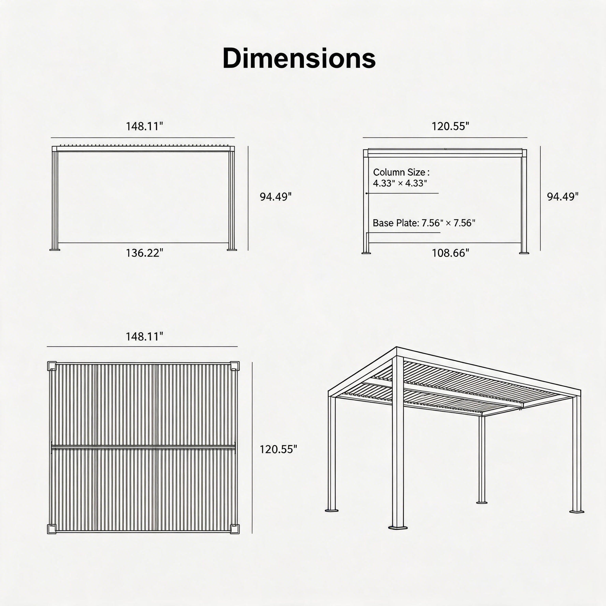 Adjustable Pergola with Louvered Roof | Modern White Design