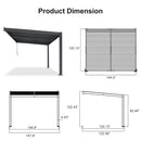 PURPLE LEAF Caesar Wall Mounted Louvered Pergola, All-Aluminum Patio Cover with Adjustable Roof, Hidden Gutter Drainage, Lean-to Pergola for Deck, Backyard, Porch, Dark Gray