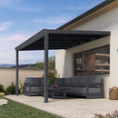 PURPLE LEAF Wall Mounted Gazebo with Gray Polycarbonate Roof Aluminum Frame Patio Cover for Porch