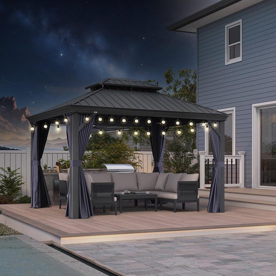 値引 PURPLE LEAF Outdoor Hardtop Gazebo for Patio Grey Aluminum テント・タープ