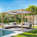 PURPLE LEAF Louvered Pergola Outdoor Wood Grain Aluminum Pergola with Adjustable Roof Patio Hardtop Gazebo for Backyard Garden