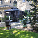 PURPLE LEAF Patio Gazebo for Backyard Grey Hardtop Galvanized Steel Roof Awning with String Lights-clear