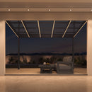 PURPLE LEAF Wall Mounted Gazebo with Gray Polycarbonate Roof Aluminum Frame Patio Cover with Strip Light for Porch