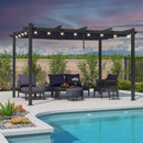 PURPLE LEAF Outdoor Retractable Pergola with Sun Shade Canopy Patio Aluminum Pergola With Lights