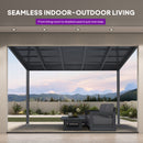 PURPLE LEAF Wall Mounted Gazebo with Gray Polycarbonate Roof Aluminum Frame Patio Cover for Porch