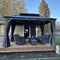 PURPLE LEAF Patio Gazebo for Backyard Grey Hardtop Galvanized Steel Roof Awning String Lights-milky