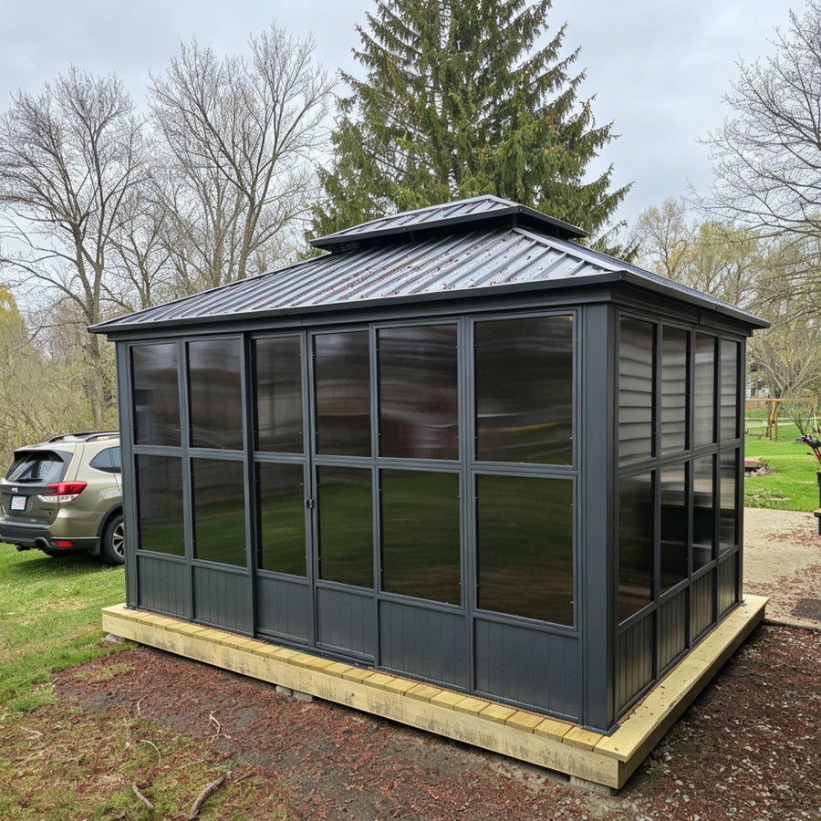 Hardtop Gazebo Solarium | Galvanized Outdoor Sunroom