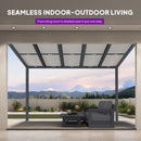 PURPLE LEAF Wall Mounted Gazebo with Gray Polycarbonate Roof Aluminum Frame Patio Cover with Retractable Pleated Shades for Porch