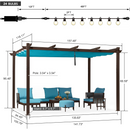 PURPLE LEAF Pergola Outdoor Retractable Metal Pergola with Canopy Patio Pergola with Shade Cover for Garden With Lights