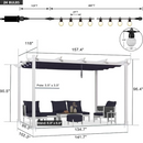 PURPLE LEAF Outdoor Retractable Pergola with Double Sun Shade Canopy White Heavy-Duty Aluminum Pergola Patio Modern Pergola With Lights