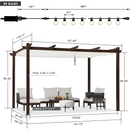 PURPLE LEAF Pergola Outdoor Retractable Metal Pergola with Canopy Patio Pergola with Shade Cover for Garden Pool Yard Beach Deck