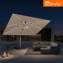 PURPLE LEAF Premium SUNBRELLA Patio Cantilever Umbrella with Solar LED Lights