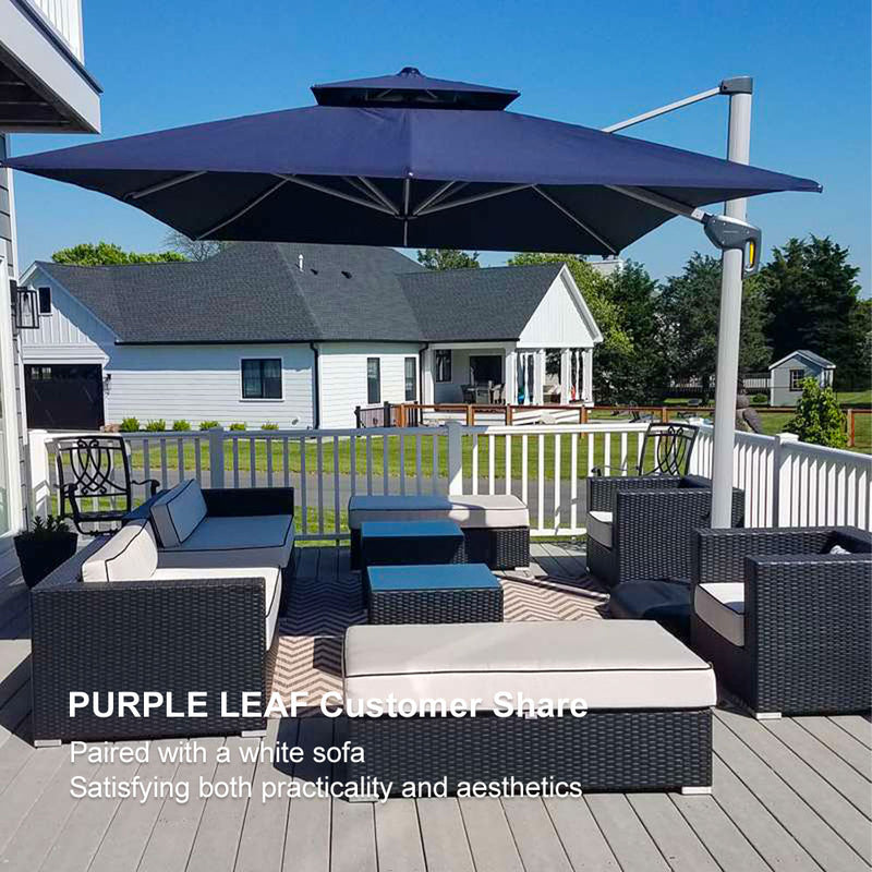 PURPLE LEAF Large Rectangular Porch Umbrella Outside Cantilever Patio Yard Umbrella