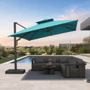PURPLE LEAF Offset Cantilever Patio Umbrella with Charcoal Metal Frame, Vented Canopy for Yard Garden