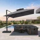 PURPLE LEAF Offset Cantilever Patio Umbrella with Charcoal Metal Frame, Vented Canopy for Yard Garden