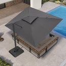 PURPLE LEAF Offset Cantilever Patio Umbrella with Charcoal Metal Frame, Vented Canopy for Yard Garden
