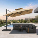 PURPLE LEAF Offset Cantilever Patio Umbrella with Charcoal Metal Frame, Vented Canopy for Yard Garden