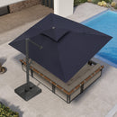 PURPLE LEAF Offset Cantilever Patio Umbrella with Charcoal Metal Frame, Vented Canopy for Yard Garden