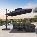 PURPLE LEAF Offset Cantilever Patio Umbrella with Charcoal Metal Frame, Vented Canopy for Yard Garden