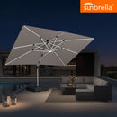 PURPLE LEAF Premium SUNBRELLA Patio Cantilever Umbrella with Solar LED Lights