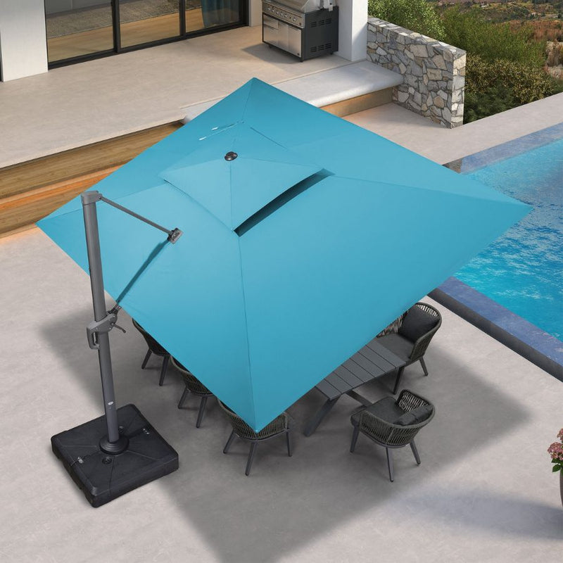PURPLE LEAF Cantilever Patio Umbrella Gray Pole Outdoor Umbrella with UV Protection