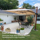 PURPLE LEAF 9 x 12 / 10 x 13 ft Rectangular Patio Umbrella Aluminum Cantilever Umbrella in Wood Color