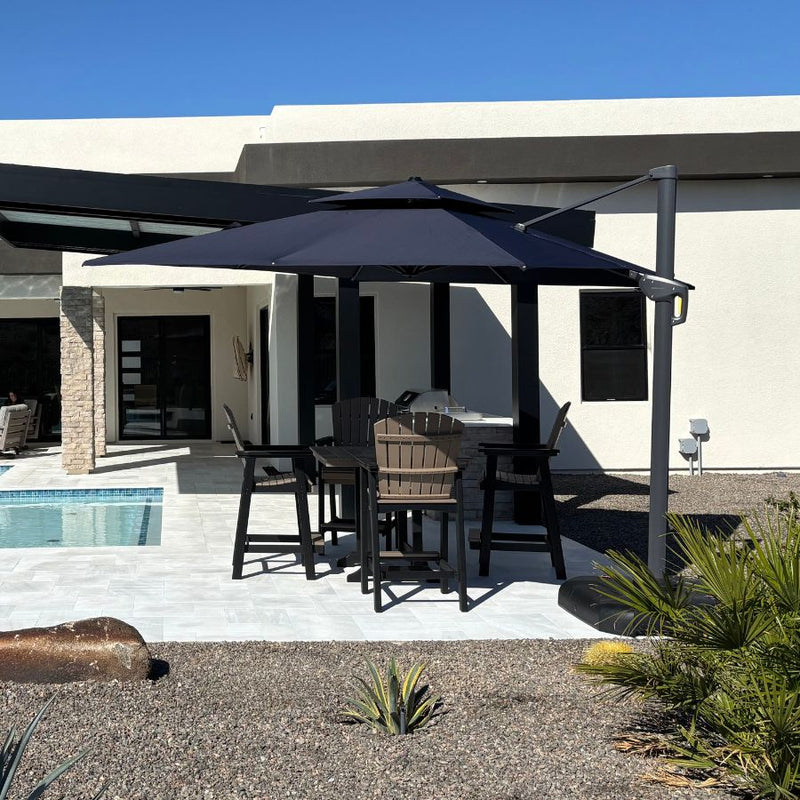 PURPLE LEAF Cantilever Patio Umbrella Gray Pole Outdoor Umbrella with UV Protection