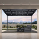 PURPLE LEAF Wall Mounted Gazebo with Gray Polycarbonate Roof Aluminum Frame Patio Cover with Retractable Pleated Shades for Porch