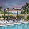 PURPLE LEAF Outdoor Pergola with Retractable Canopy Aluminum Shelter for Beach Porch Garden  Shade Pavilion Pergola  with Lights