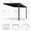 PURPLE LEAF Wall Mounted Gazebo with Gray Polycarbonate Roof Aluminum Frame Patio Cover for Porch