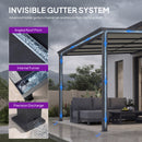 PURPLE LEAF Wall Mounted Gazebo with Gray Polycarbonate Roof Aluminum Frame Patio Cover with Retractable Pleated Shades for Porch