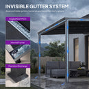 PURPLE LEAF Wall Mounted Gazebo with Gray Polycarbonate Roof Aluminum Frame Patio Cover for Porch