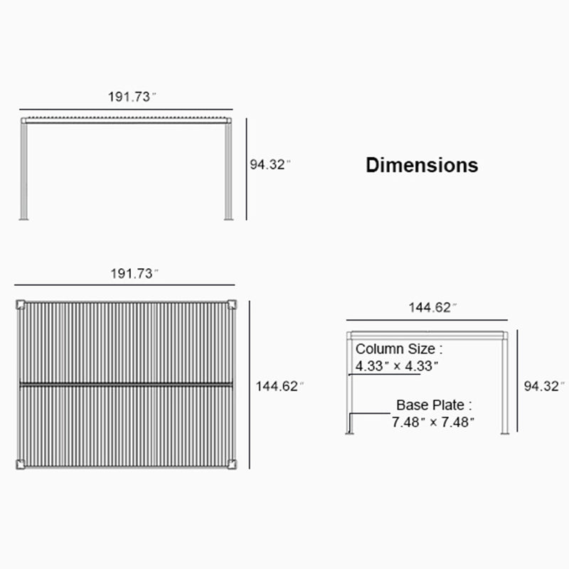 PURPLE LEAF Louvered Pergola Bronze Outdoor Aluminum Pergola with Roller Blind Adjustable Gazebo Rainproof for Patio Deck Garden