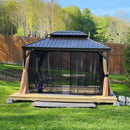 OPEN BOX I PURPLE LEAF Outdoor Hardtop Gazebo for Garden Bronze Double Roof Aluminum Frame Pavilion