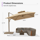 PURPLE LEAF Champagne Gold Cantilever Patio Umbrella with Base, Provence Series