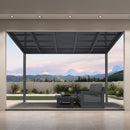 PURPLE LEAF Wall Mounted Gazebo with Gray Polycarbonate Roof Aluminum Frame Patio Cover for Porch