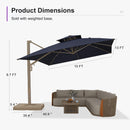 PURPLE LEAF Champagne Gold Cantilever Patio Umbrella with Base, Provence Series