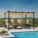 PURPLE LEAF Outdoor Retractable Pergola with Sun Shade Canopy Patio Aluminum Pergola With Lights