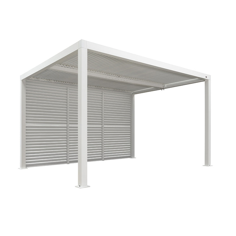 PURPLE LEAF Louvered Pergola white Outdoor Aluminum Pergola with Shutter Wall Adjustable Gazebo Rainproof for Patio Deck Garden