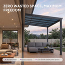 PURPLE LEAF Wall Mounted Gazebo with Gray Polycarbonate Roof Aluminum Frame Patio Cover for Porch