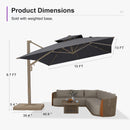PURPLE LEAF Champagne Gold Cantilever Patio Umbrella with Base, Provence Series